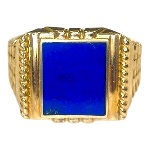 Vintage 18K Yellow Gold Lapis Lazuli Signet Ring